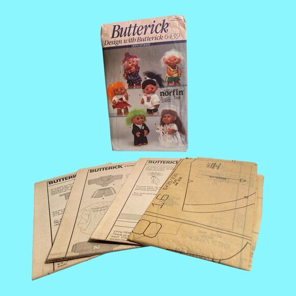 Vtg Norfin Troll Doll Clothes Butterick Pattern #6439 Bride Groom 6 Outfits - Picture 9 of 13